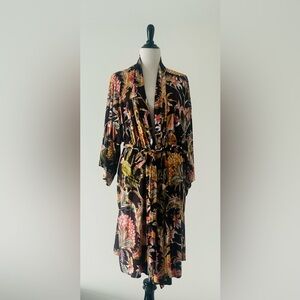 Soma XXL brown coral Floral cool nights Kimono short Robe